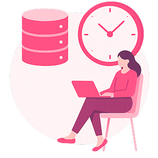 Illustration productivité avec horloge et documents