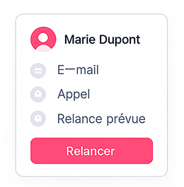 Capture Saalz affichant le statut des relances