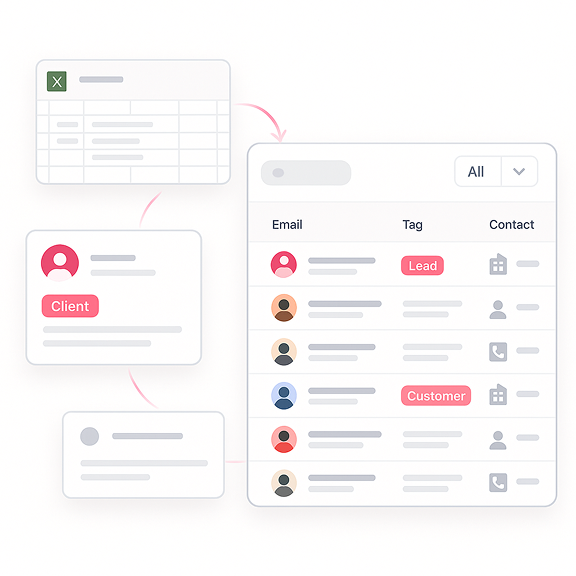Interface Saalz montrant la gestion des tâches et des contacts